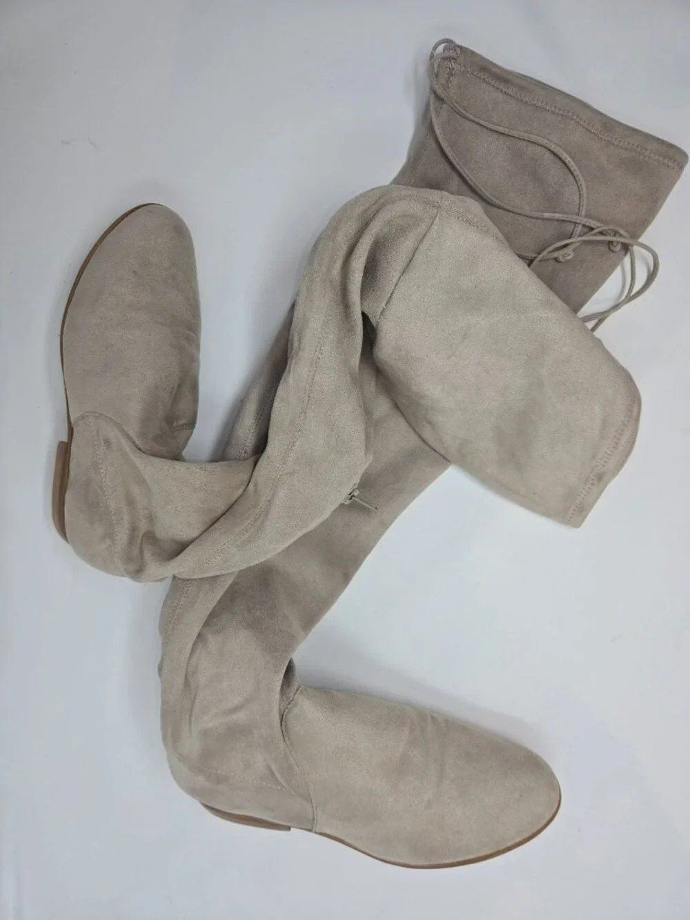 Gianni Bini Over-The-Knee Suede Flat Boots Size 6.5 Side-Zipper